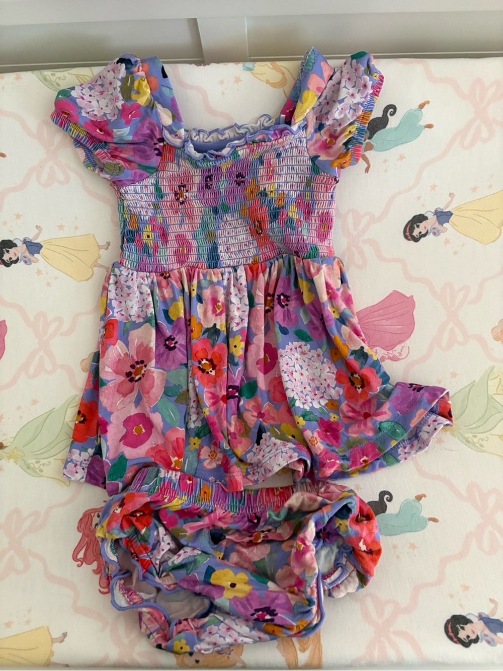 Floral Purple Smocked Dress and Bloomers Set little sleepies